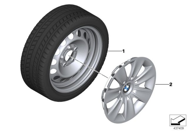 2010 BMW 328i Winter Wheel With Tire Steel Diagram