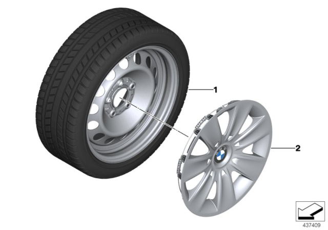 2012 BMW 328i xDrive Winter Wheel With Tire Steel Diagram