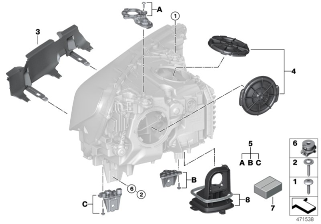 2018 BMW M760i xDrive Single Components For Headlight Diagram