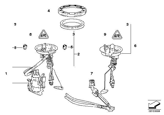 2002 BMW 525i Fuel Pump And Fuel Level Sensor Diagram