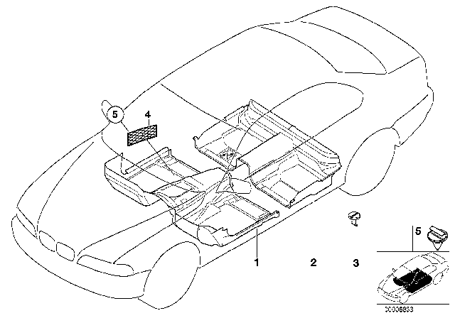1998 BMW 540i Floor Covering Diagram