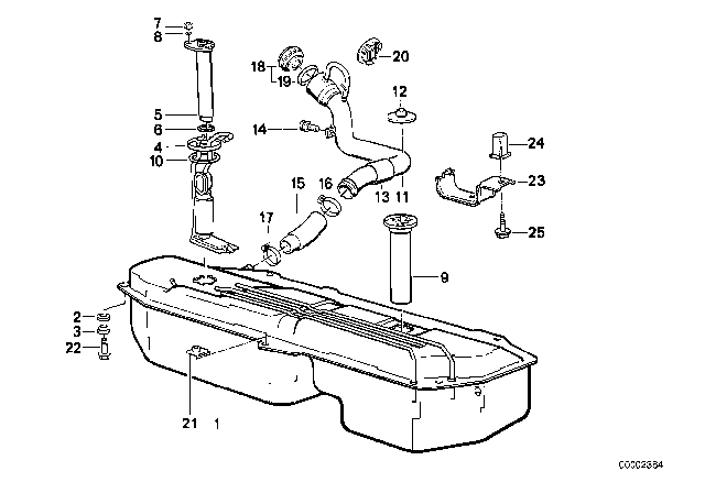 1991 BMW 318i Fuel Tank / Fuel Feed Diagram