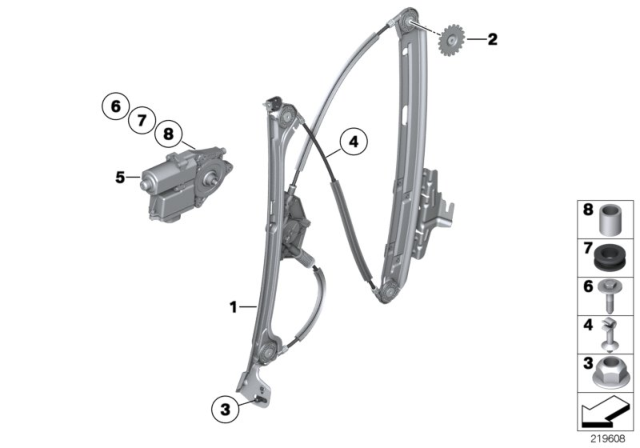 2015 BMW 550i GT Door Window Lifting Mechanism Diagram 2