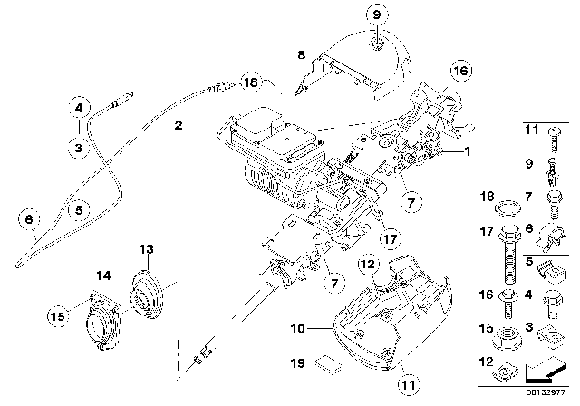 2007 BMW Z4 Steering Column / Trim / Interlock Cable Diagram