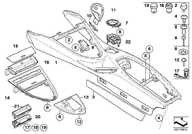 2007 BMW M6 Centre Console Diagram 2