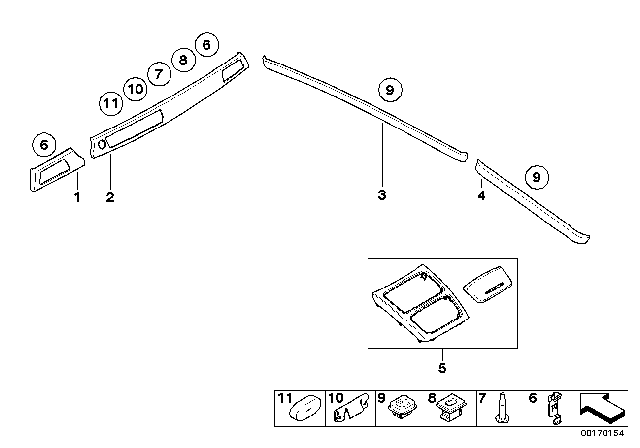 2009 BMW M3 Interior Trim Strips Diagram 1