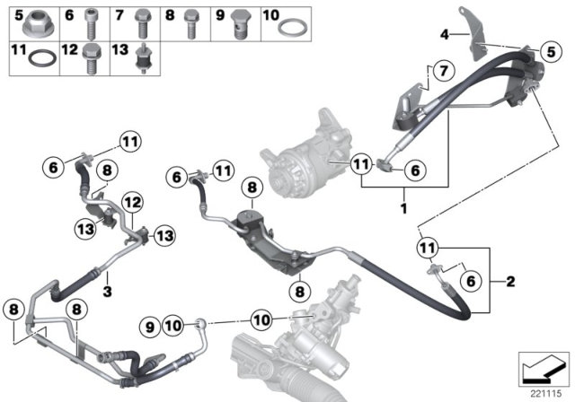 2015 BMW X5 Oil Lines / Adaptive Drive & Active Steering Diagram