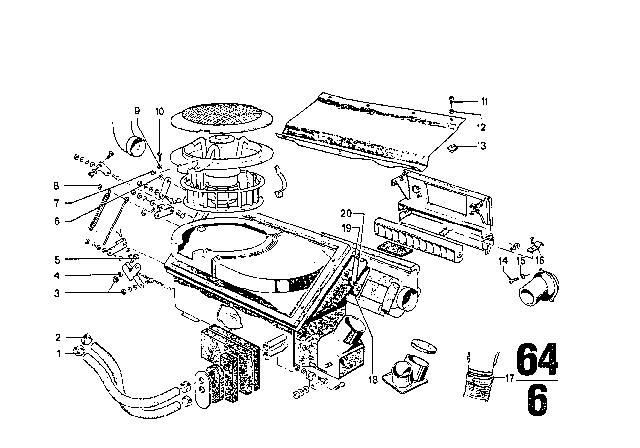 1973 BMW Bavaria Heater Control / Bowden Cable Diagram