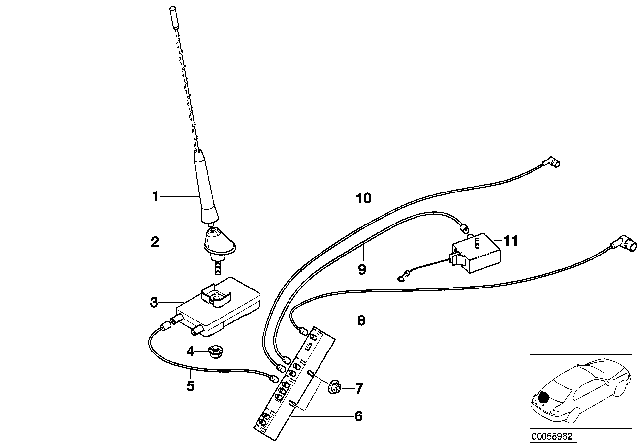 2004 BMW M3 Antenna Amplifier, Diversity Diagram for 65206912817