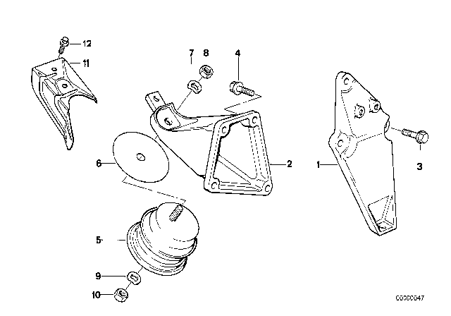 1991 BMW 318i Engine Motor Mounts Diagram for 11811132776