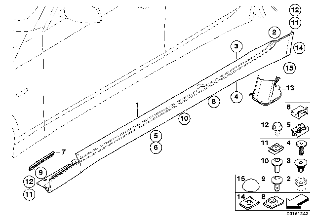 2010 BMW 535i xDrive Cover Door Sill / Wheel Arch Diagram