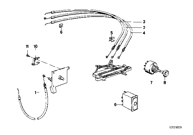 1983 BMW 528e Bowden Cable Diagram