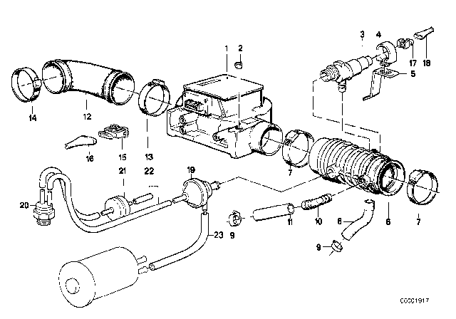 1985 BMW 535i Volume Air Flow Sensor Diagram