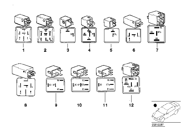 1997 BMW 850Ci Various Relays And Modules Diagram