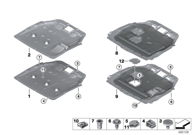 2020 BMW X1 Underbonnet Screen Diagram for 51757343142