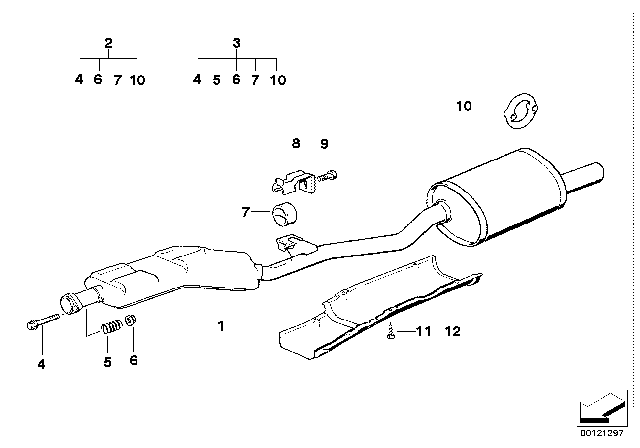 1997 BMW 318ti Rear Muffler Section Diagram for 18101247442