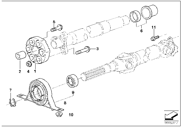 2005 BMW X3 Drive Shaft, Single Components Diagram