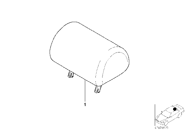 2002 BMW M3 Seat, Rear, Head Restraint Diagram 2