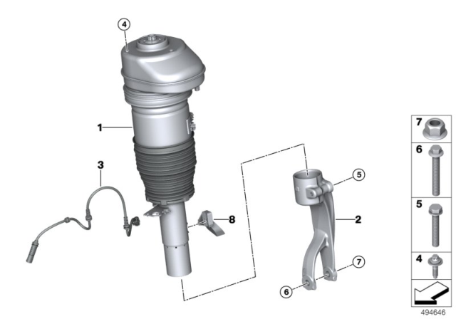 2020 BMW X7 AIR SPRING STRUT, FRONT RIGH Diagram for 37106869036