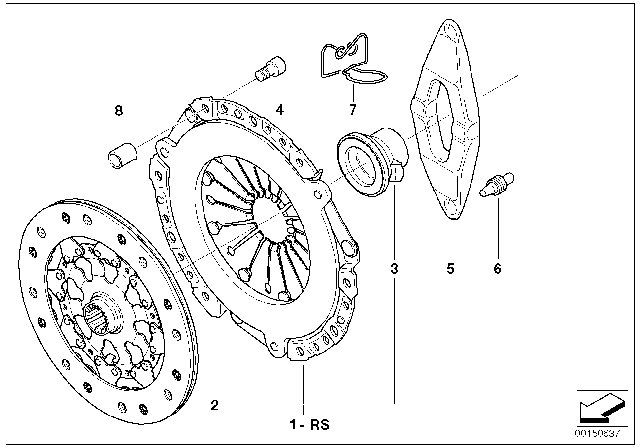 1994 BMW 530i Set Clutch Parts Diagram for 21210415938