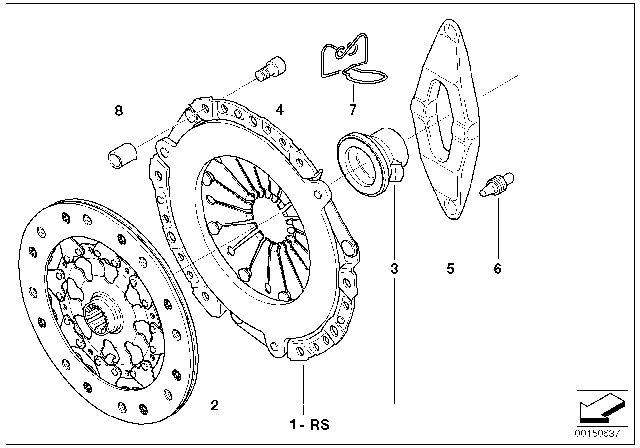 1992 BMW 525i Gearshift / Clutch Diagram