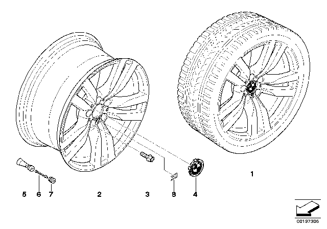 2011 BMW X5 M BMW LA Wheel, Double Spoke Diagram 1