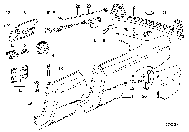 1994 BMW 840Ci Side Panel / Tail Trim Diagram