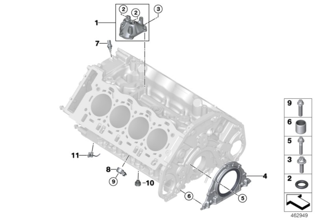 2016 BMW 750i Engine Block & Mounting Parts Diagram 2