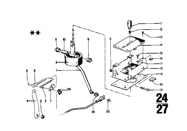 1971 BMW 2800CS Gear Shift / Parking Lock (ZF 3HP20) Diagram 2