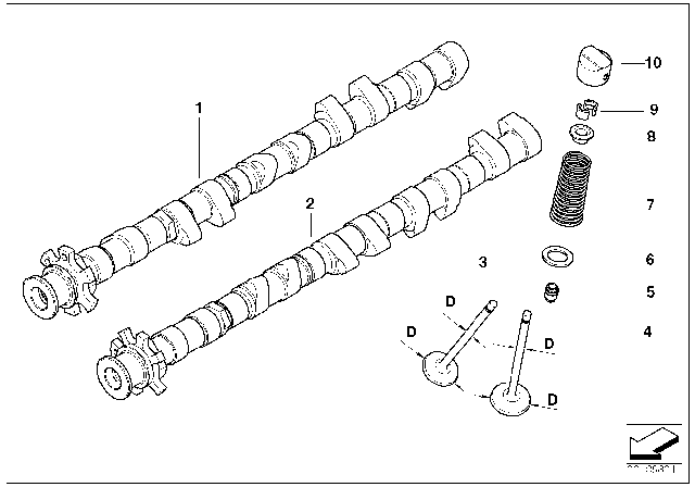 2010 BMW M6 Valve Timing Gear, Camshaft Diagram