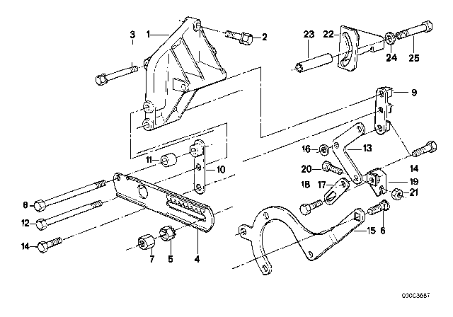 1990 BMW 525i Supporting Bracket Diagram for 12311716024