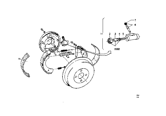 1963 BMW 700 Rear Wheel Brake, Drum Brake Diagram 1