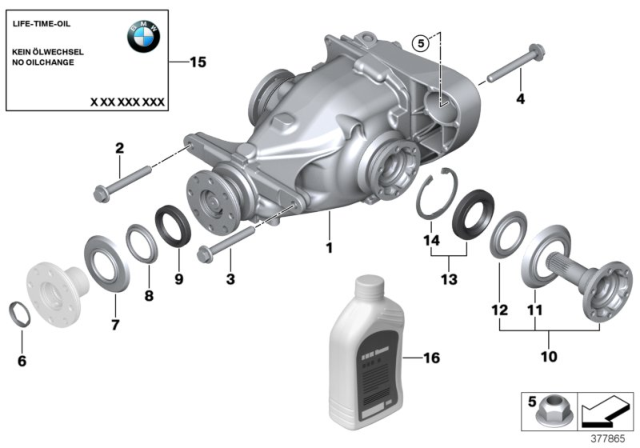 2009 BMW 335i Rear Axle Drive Differential Diagram for 33107572054