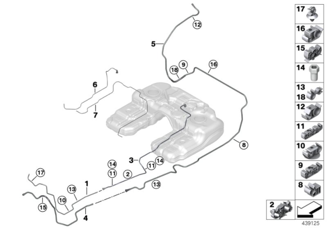 2017 BMW X5 Fuel Pipe And Mounting Parts Diagram