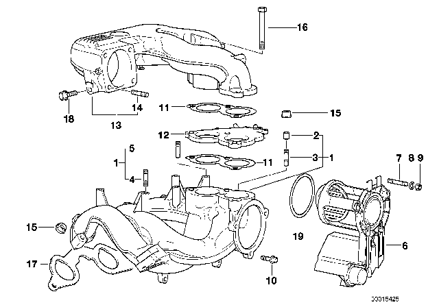 1996 BMW Z3 Intake Manifold Lower Part Diagram for 11611247263