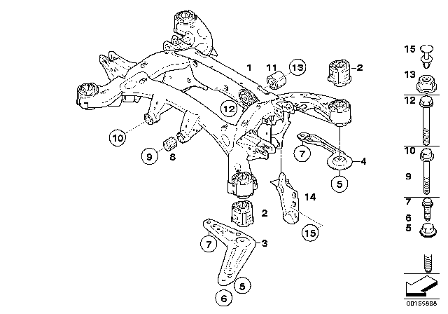 2011 BMW X5 Rear Axle Carrier Diagram for 33316863815