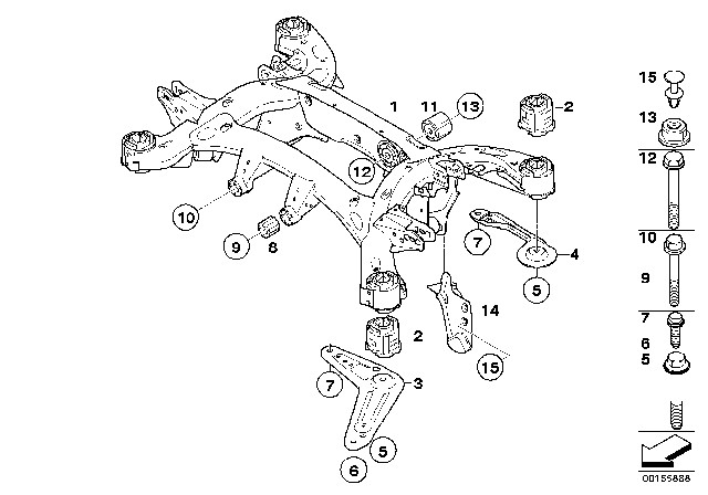 2009 BMW X5 Rear Axle Carrier Diagram