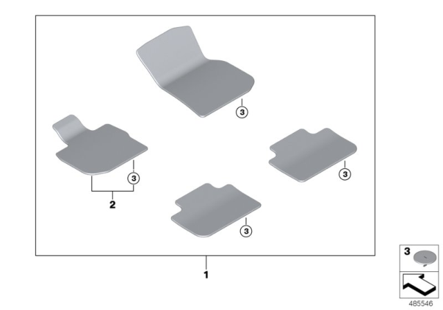 2020 BMW X3 M Floor Mats Diagram