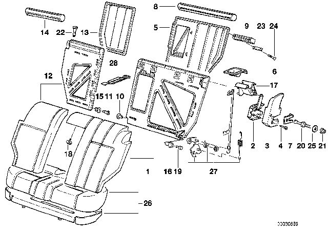 1992 BMW 525i Through-Loading Facility / Single Parts Diagram