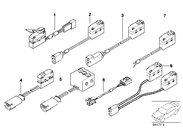 2003 BMW 540i Micro-Switch Trunk Lid Lock Diagram for 61318363699