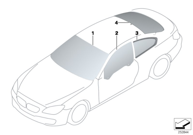 2015 BMW M6 Glazing Diagram