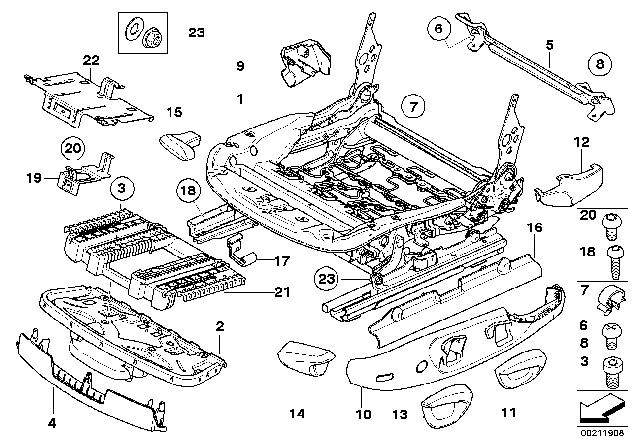 2011 BMW 328i Front Seat Rail Diagram 2