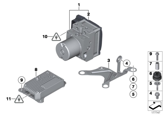 2010 BMW 750i xDrive Hydro Unit DXC / Fastening / Sensors Diagram