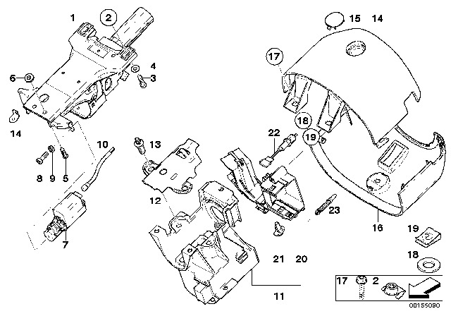 2003 BMW Alpina V8 Roadster Cover, Steering Column Trim Panel Diagram for 32316750986