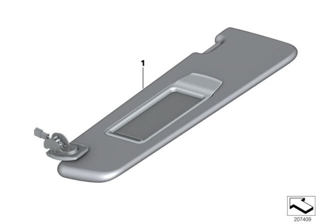 2015 BMW 535i Individual Sun Visor Diagram