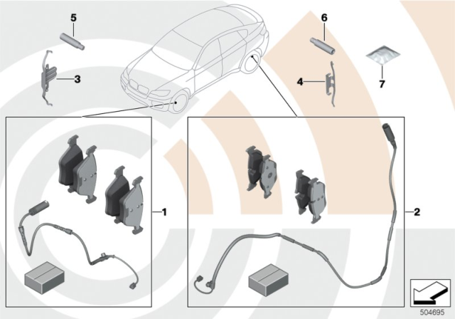 2016 BMW X6 Service Kit Brake Pads Diagram
