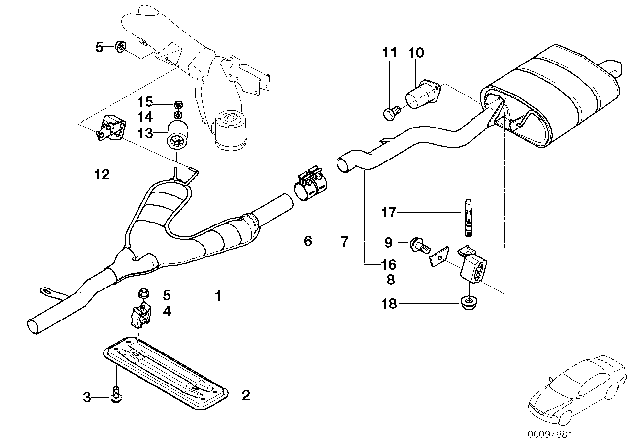 1997 BMW 528i Exhaust-Intermediate Pipe Diagram for 18101440244