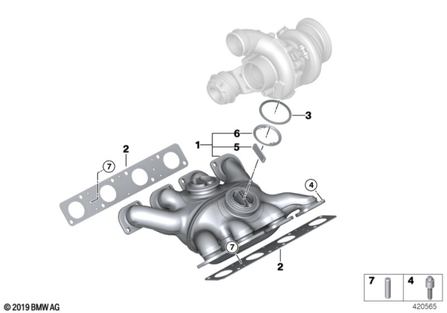 2012 BMW X5 M Exhaust Manifold Diagram for 11627589089