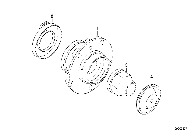 1998 BMW 740i Wheel Hub With Bearing, Front Diagram for 31221092519