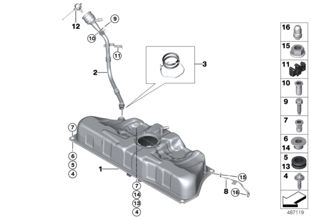 2015 BMW i8 Fuel Tank Diagram